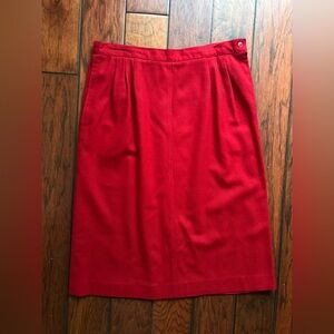 Vintage 100% Wool Pencil Skirt Dark Red Midi Academic Preppy USA Career Mad Men